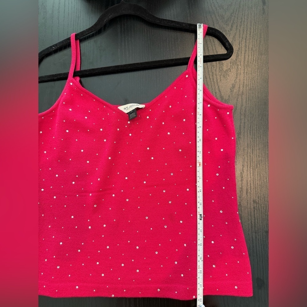 St. John Embellished Pink Knit Tank Top Blouse Small Rhinestone - Picture 5 of 7